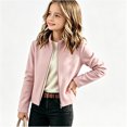 thumbnail image 5 of JOANKDMI Fleece Lined Jacket for Teen Girl Size 9-10 Sherpa Thermal Long Sleeve Full Zip Stand Collar Warm Winter Crop Coat Fall Cold Weather Activewear, 5 of 6