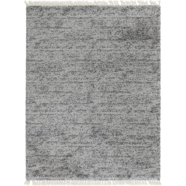 Unique Loom Hygge Shag Plush & Cozy Area Rug 9' x 12' Rectangle Gray/Ivory