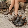 thumbnail image 6 of Cowboy Boots for Women Cowgirl Western Ankle Booties Snip Toe Low Chunky Stacked Heel Embroidered Slip On Boot, 6 of 6
