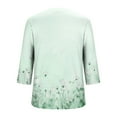 thumbnail image 4 of Tops for Women Plus Size 3/4 Sleeve Floral Printed V-Neck Casual Plus Size Blouse Top Green XXXXXL, 4 of 5