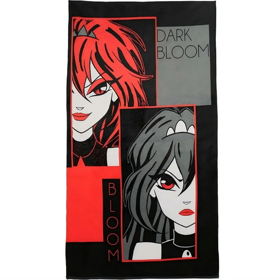 [Officially Licensed] Winx Club Dark Bloom Beach Towel Black Lightweight Bath Towel