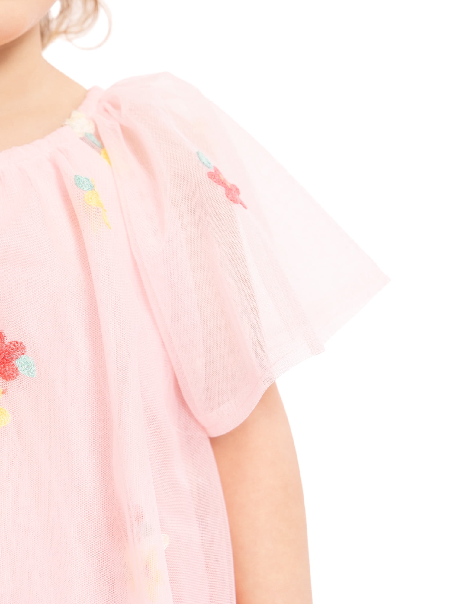 Wonder Nation Toddler Girls Floral Print Dress with Short Sleeves, Sizes 12M-5T