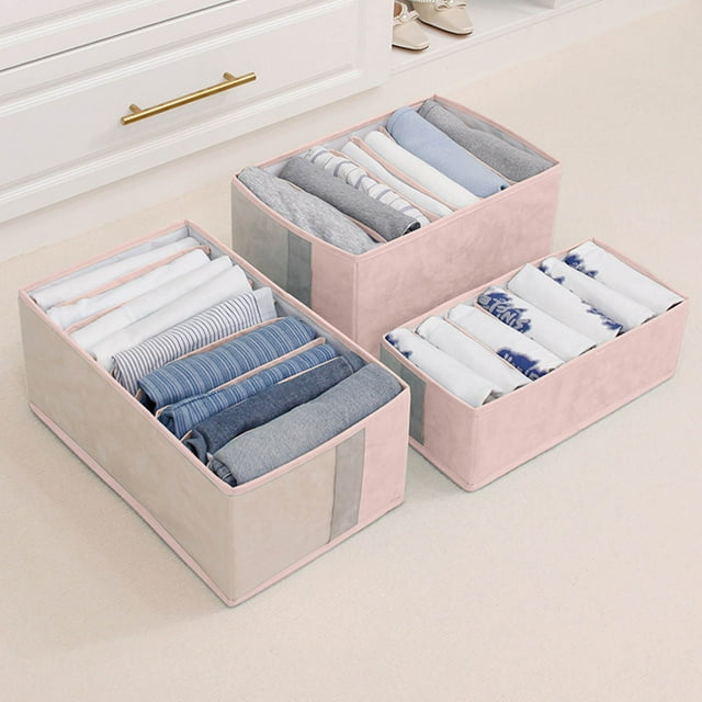 Bacs de Rangement Qwtwty Organisateur de Garde-Robe Multifonctionnel Visible Économiseur d'Espace Compartiments Multiples Rangement 3 Pcs 7/7/9 Grilles Organisateur de Vêtements Lavable Caractéristiques : en Liquidation