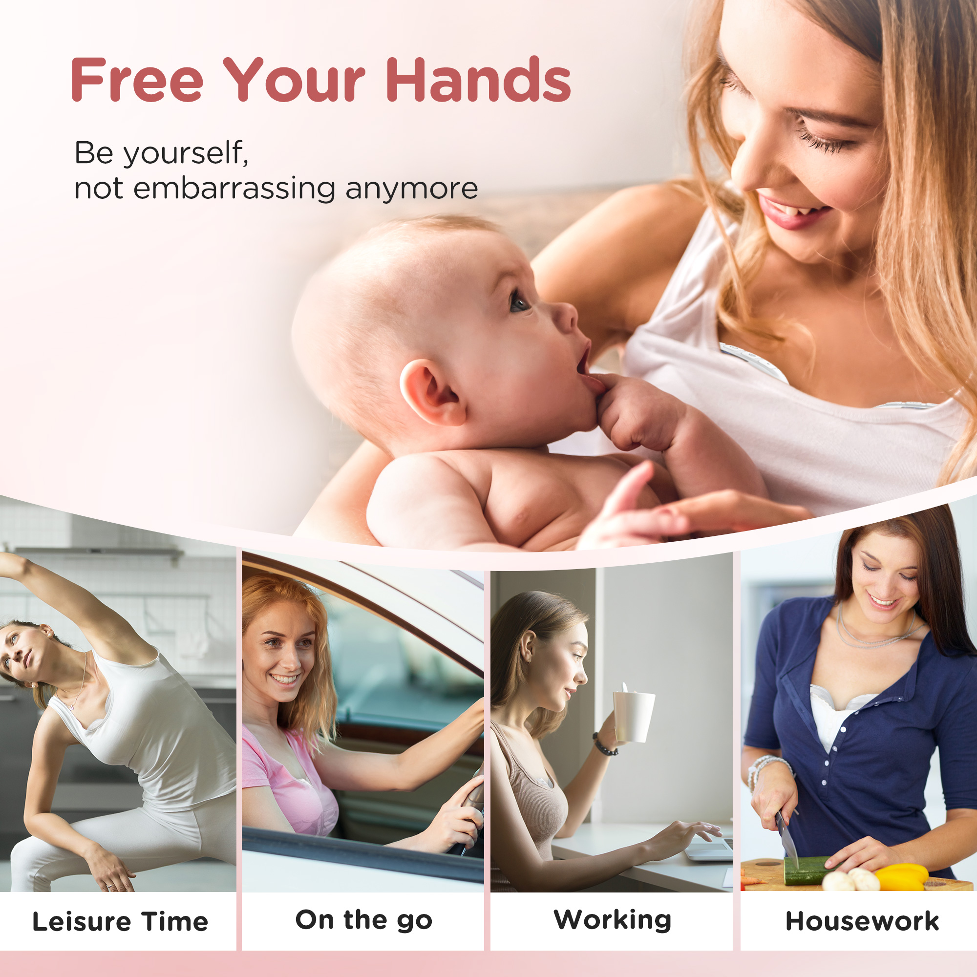 Jheppbay Electric Portable Hands Free Breast Pump - All-in-One Electric Breast Pump with 3 Modes and 12 Levels, BPA-Free, Painless,with 17 mm/19 mm/21 mm Flange,1 Pack(White)