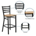 thumbnail image 3 of Flash Furniture HERCULES Series Black Ladder Back Metal Restaurant Barstool - Natural Wood Seat, 3 of 12