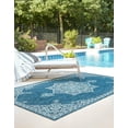 thumbnail image 3 of Rugs.com Outdoor Traditional Collection Rug – 6' x 9' Teal Flatweave Rug Perfect For Bedrooms, Dining Rooms, Living Rooms, 3 of 5