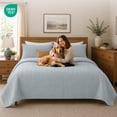 thumbnail image 3 of IR Imperial Rooms 3-Piece Linen Quilt Set, Ultrasonic Embossed Bedspread Soft Lightweight Coverlet, King, Grey, 3 of 10
