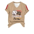 thumbnail image 4 of Bovemsi Women's Baseball Season Solid Color Sports Top V Neck Loose Short Sleeved Shirt, Yellow Women's Summer Short Sleeve T-Shirts, S, 4 of 6