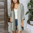 thumbnail image 5 of VISALY Long Cardigans Open Front Cardigan for Women Women's Fashionable and Casual Solid Color V Neck Long Sleeved Button Cardigan Thin Cardigans Lightweight Crewneck Cardigan Grey Xxl, 5 of 9