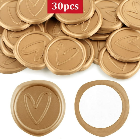 Briartw 30PCS Love Heart Adhesive Wax Seal Stickers Self-Adhesive Wedding Invitation Envelope Seal Gold Stickers