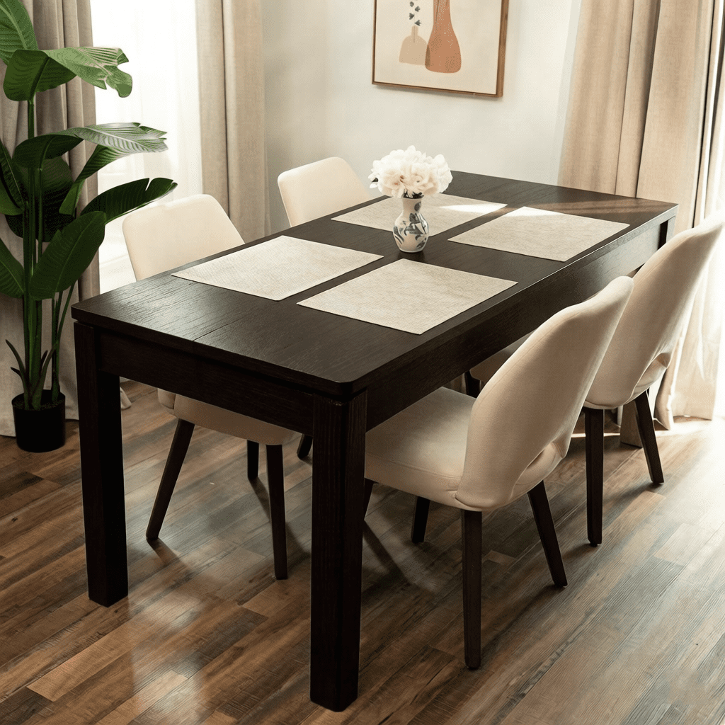 BERRY NEST Farmhouse Dining Table, Large Wooden Kitchen Table with Load Capacity, Modern Rectangular Dinner Table for Home Office & Family Gathering, Easy to Clean, Black
