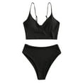 thumbnail image 3 of WREESH Women Striped Push Up High Cut Hight Waist Halter Bikini Set Two Piece Swimsuit, 3 of 9