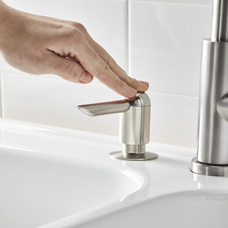 BETTER HOMES & GARDENS ELMONT HIGH SPOUT SINGLE HANDLE PULL DOWN KITCHEN FAUCET WITH SOAP DISPENSER, SATIN NICKEL