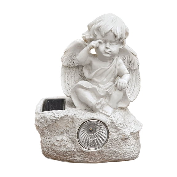 XIA0LE Solar Garden Angel Statue, Praying Guardian Angel Statue Light For Outdoor Yard Decor, Resin Garden Sculpture With Soft Glow For Angels Memorial Or Cemetery Use