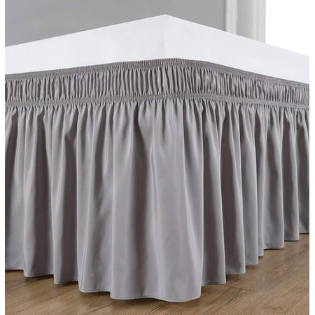 Wrap Around Bed Skirts With Adjustable Belts Silver Grey For Queen Size Beds 15 Inches Drop Elastic Dust Ruffles Easy Fit Wrinkle And Fade Resistant Silky Luxurious Fabric Solid Color Canada Bed Skirts With Adjustable Belts, How Do You Put A Dust Ruffle On An Adjustable Bed