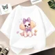 thumbnail image 3 of Camiseta de algodón con estampado de gato o perro para niñas, ropa de verano vintage kawaii, camisetas de manga corta, 3 of 5