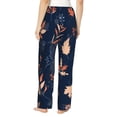 thumbnail image 3 of Disketp Autumn Leaves With Blue Print Women'S Comfy Pajama Pants Casual Drawstring Palazzo Lounge Wide Leg Pants, 3 of 9