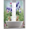 thumbnail image 5 of Spring Easter Sheer Curtains 108 Inch Length 2 Panels Set Window Treatments, Purple Floral Summer Botanical Ombre Rod Pocket Semi Curtains for Living Room/Bedroom/Kitchen Décor, 104"W x 108"L, 5 of 7