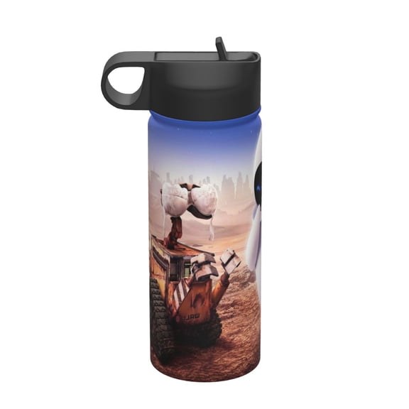 wall e and eve Kids Insulated Water Bottle With Straw - 18 Oz Stainless Steel Double Wall Vacuum Cup, Leakproof, Bpa Free, Suitable For Boys And Girls