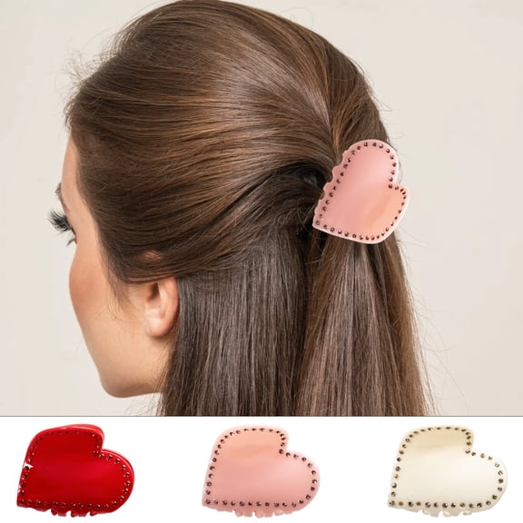 Valentine's Day Love Heart Shaped Hair Claw,Retro Heart Hair Clip for Thin and Thick Hair,Cute Sweet Girl Hair Clip,Women's Hair Claw Clips Valentines Day Hair Accessories Gifts