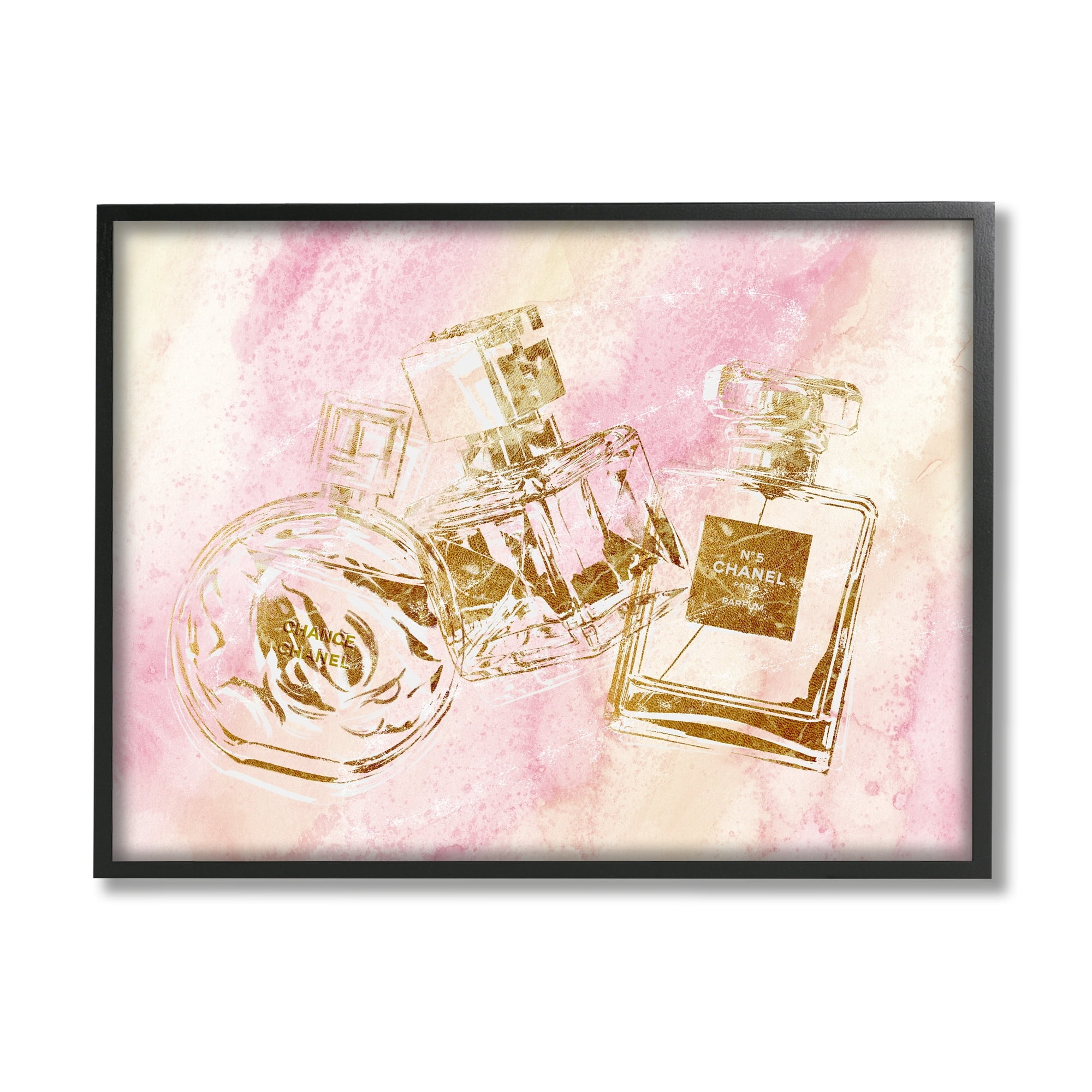 Stupell Industries Fashion Bottle Trio Gold Glam Abstract Pattern, 20 x 16,Design by Ziwei Li