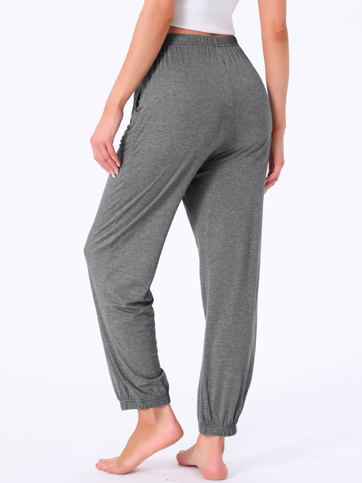 DARING DIVA Women's Elastic Waist Wide Leg Lounge Pants S Grey