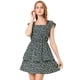 thumbnail image 1 of Vestido Floral Manga Corta Cuello Cuadrado Fruncido Para Mujer Negro L, 1 of 6