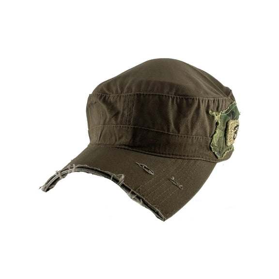 Top Headwear Distressed Camo Tag Cadet Cap - Brown