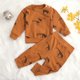 thumbnail image 4 of Gibobby Conjunto de leggings para bebés y niñas Conjunto de sudadera de de manga larga para bebés recién nacidos, pantalones con estampado de animados(Café,3-6 Months), 4 of 5