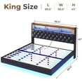 thumbnail image 2 of Amuzer King Floating Bed Frame with Charging Station, Upholstered Platform LED Bed Frame with Storage Headboard, Black, 2 of 8