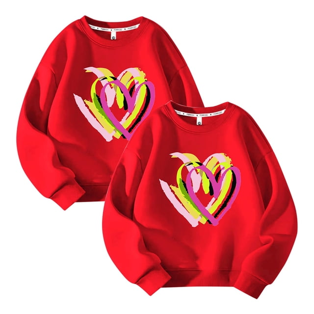 Posijego 2 Pack Chandail en Molleton Filles Garçons Col Rond Manches Longues Chemise Enfants Décontractée Athlétique Coton Chandails en Molleton