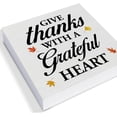 thumbnail image 3 of Zomyto 7"x7" Thanksgiving Wood Box Sign Art Desk Decor Thanksgiving Wood Block Sign Give Thanks with a Grateful Heart Sign Autumn Leaves Sign Decor, 3 of 6