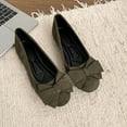 thumbnail image 4 of Xfvqtps Womens Summer Dress Flats Comfortable Round Toe Bowknot Ballet Shoes for Woman Soft Suede Driving Flats Green, 4 of 8