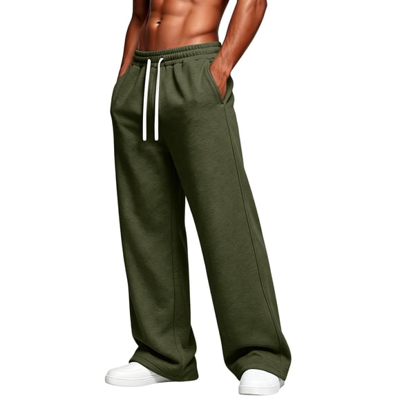 Rexolia Mens Heavyweight Sweatpants Loose Fit Joggers with Pockets Drawstring Athletic Casual Lounge Gym Outdoor Army Green L