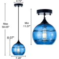 thumbnail image 2 of Blue Glass Pendant Light,Glass Round Shade Pendant Lighting Fixture for Kitchen Island, Sink, Counter, Bar, Dining Room, Matte Black Finish 2 Pacs, 2 of 8