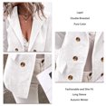 thumbnail image 5 of Women Long Sleeve Jacket Double Breasted Button Lapel Pure Color Women Suit Coat for Daily Work Autumn Winter White XL, 5 of 6