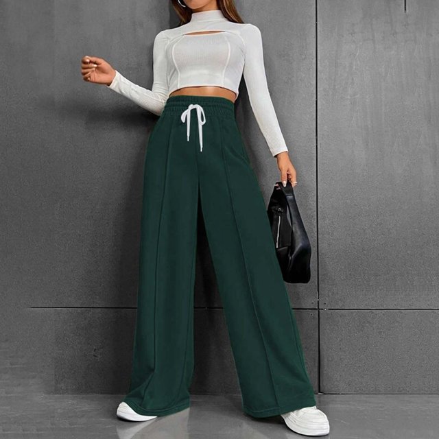 WILLBEST Pantalones Casuales de Mujer de Cintura Alta, Versátiles, Cómodos y de Pierna Ancha para Otoño E Invierno. Chica