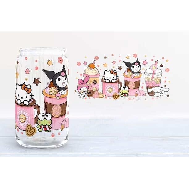 Fabricación, gran oferta, transferencias de envoltura de taza UV DTF de Navidad, transferencias UV DTF personalizadas para envolturas de tazas para Libbey Hello Kitty