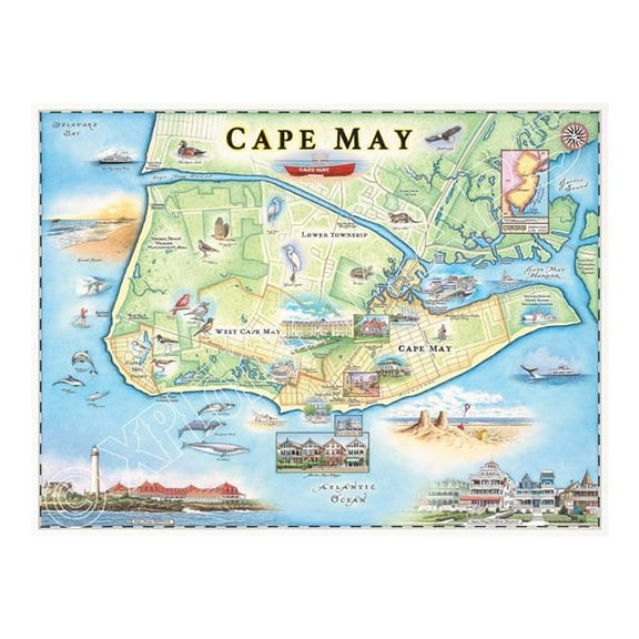 Xplorer Maps MAP_CM Cape May Hand-Drawn Map