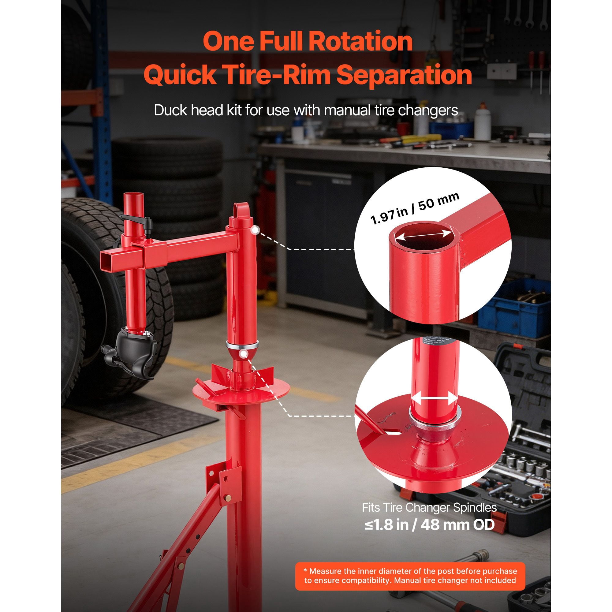 Manual Tire Changer Duck Head Kit with Silver Cone, Fit for 16"-21" Wheels, Heavy Duty Manual Tire Changer Duck Head Adapter Kit, Mounting and Demounting Tool for Most Cars, SUVs, Trucks, ATVs