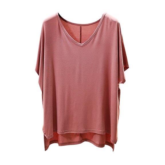 PADFRYBK T-Shirt For Women Casual V-Neck Pullover Short Sleeve Solid Color Side Split Tops Loose Casual Tunic Blouses