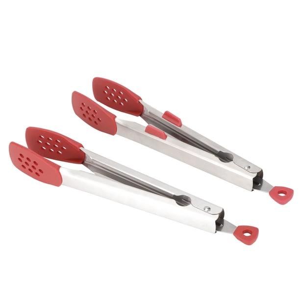 Pinzas de cocina de acero inoxidable, 2 pinzas para alimentos, suministros de cocina inoxidables, pinzas para alimentos, diseño revolucionario