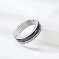 thumbnail image 4 of 6mm Silver Rhinestone Cz Band Men's Stainless Steel Black Ring Size 7-11, 4 of 7