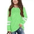 thumbnail image 2 of Hjtefg Girls' Classic Crewneck - Soft Long Sleeve Tee | Comfortable Everyday Top for Play & School,Color: Light Green Size: 5-6 Years, 2 of 5