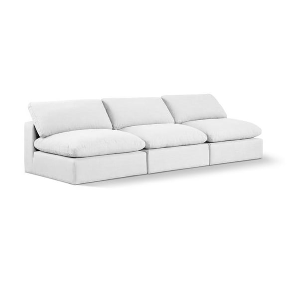 Meridian Furniture Comfy White Linen Textured Fabric Modular Sofa