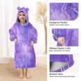 thumbnail image 4 of Wearable Blanket with Sleeves and Pocket Oversized Hooded Sweatshirt 3-14 YR Purple Background with White Line S, 4 of 7