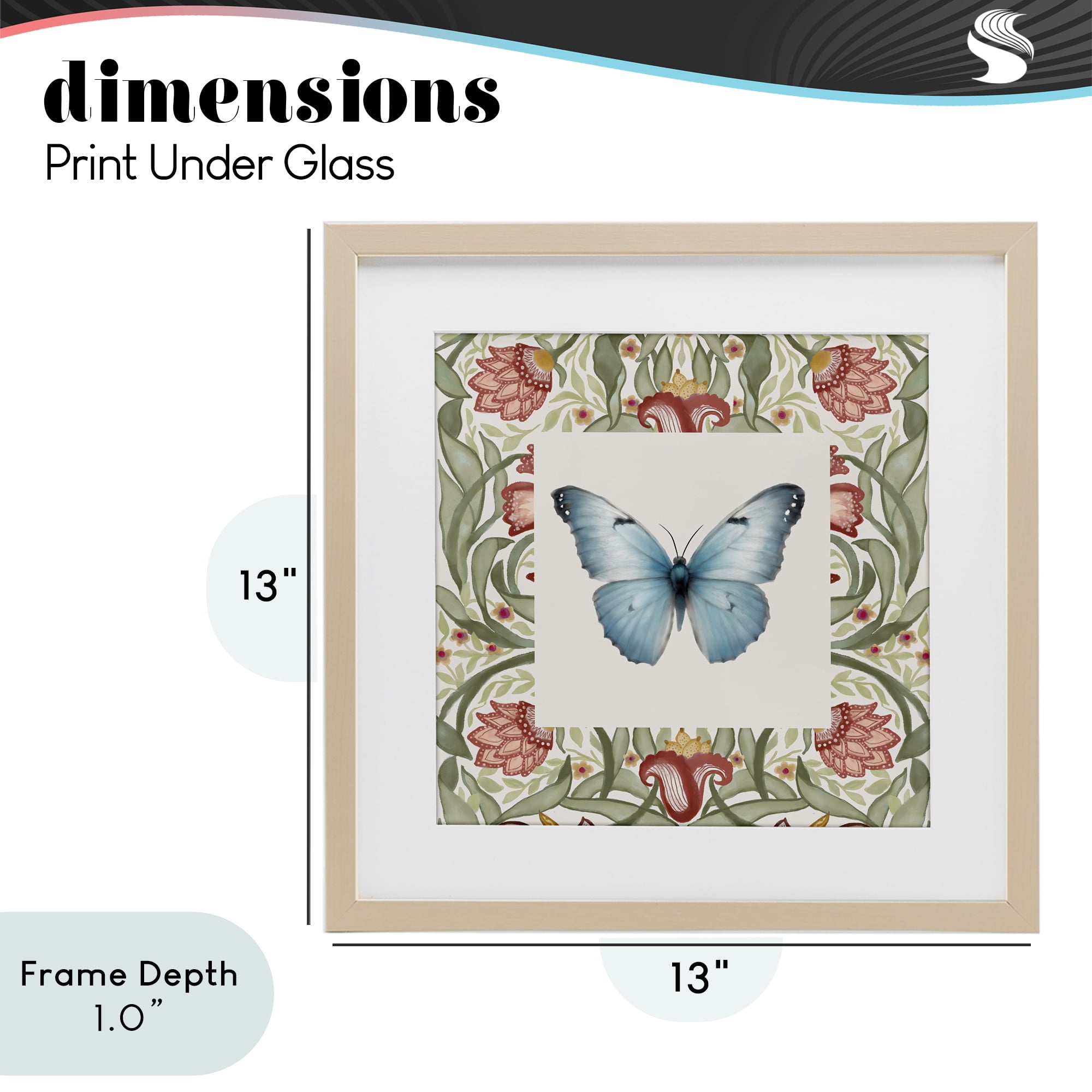 Stupell Industries Baroque Butterfly Vintage Flowers Birch Framed Print Under Glass, design by Elizabeth Medley