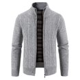 thumbnail image 3 of KaLI_store Cardigan Men Fashion Style Men's Knitted Regular Fit Full Zip Cardigan Sweater with Soft Lining Grey,3XL, 3 of 4