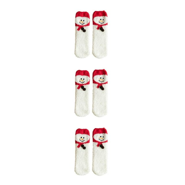 Ruiboury Stay Dry And Comfortable With These Moisture-wicking Fluffy Socks Made Red hat snowman 3Set