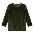thumbnail image 4 of Women's 3/4 Sleeve Velvet Shirt - Round Neck Elegant Holiday Blouse, 4 of 7
